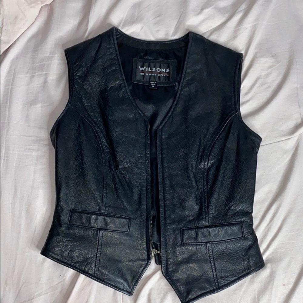 Black leather vest